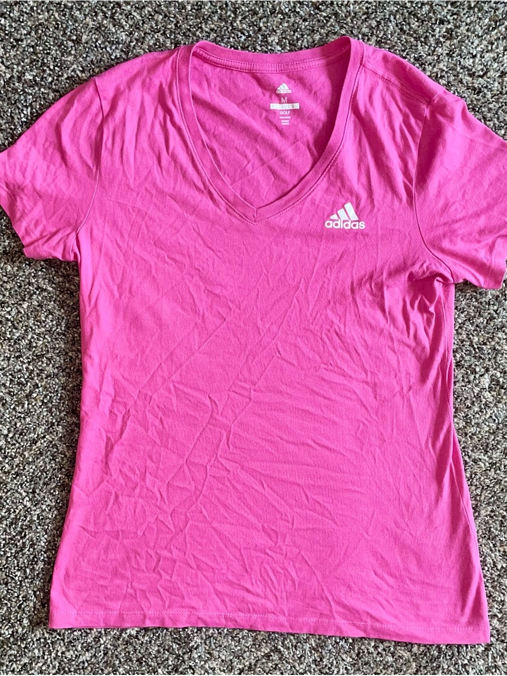 adidas Hot Pink V-Neck Short Sleeve Tee Size Women’s Medium
